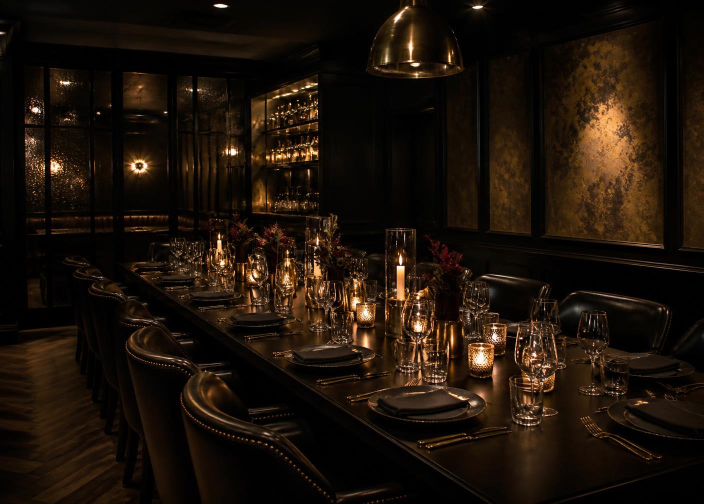 Private dining area set for a celebration
